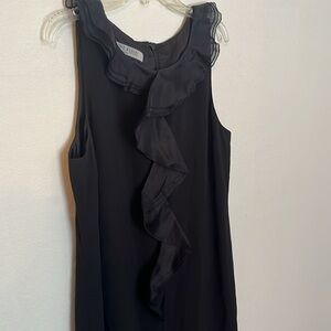 EUC 12 Anne Klein black sleeveless sheath dress with ruffle down the middle